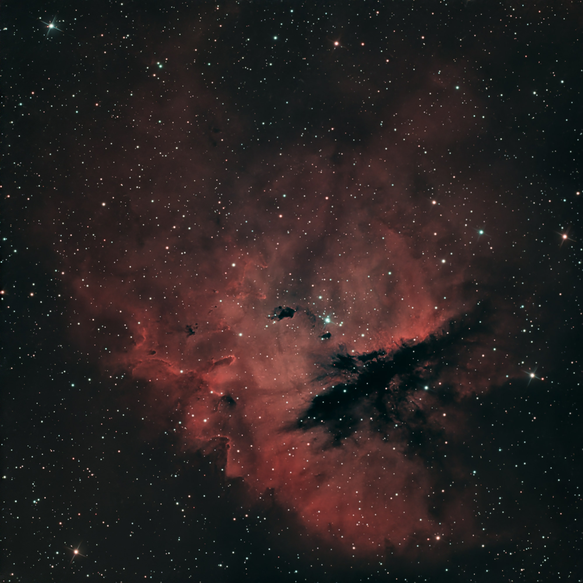 The Pac Man Nebula, NGC 281, IC 11 or Sh2-184 is a bright emission nebula and part of an H II region in the northern constellation of Cassiopeia.